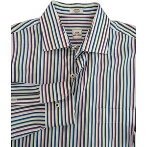 Peter Millar Mens Shirt Sz M Colorful Striped Button-Up Long Sleeve EUC